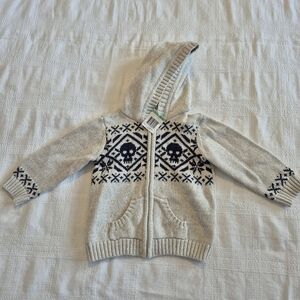 Greendog boys size 18 months zip up skull designed hooded sweater, NWT